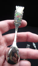 Load image into Gallery viewer, 1960s SOLID SILVER Sami Swedish Small Spoon. Decorated with Engraved Reindeer and with Ring Top Handle
