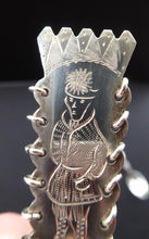 Load image into Gallery viewer, 1960s SOLID SILVER Sami Swedish Small Spoon. Decorated with Engraved Reindeer and with Ring Top Handle
