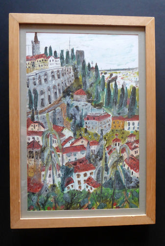 Scottish Art for Sale. Jan Hyslop Original Watercolour Painting Verona 1980s