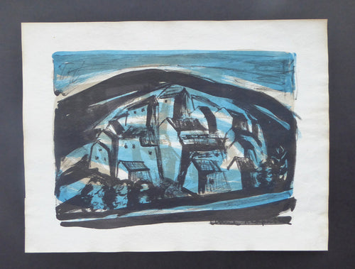 Anne Redpath Lithograph Corsican Village