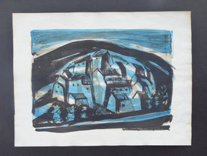 Anne Redpath Lithograph Corsican Village