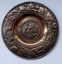 Load image into Gallery viewer, Antique Bronze Wall Plate with Hunting Diana and Actaeon Scene. Lion Hunt
