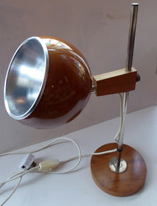 1970s Desk Lamp Copper Ball Shade Rise and Fall Arm Eye Ball Shape