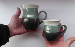 SCOTTISH POTTERY. Two Vintage Studio Pottery Stoneware Jugs by Tom Lochhead, Kirkcudbright