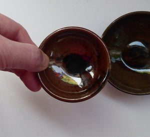 SCOTTISH POTTERY. Two Vintage Studio Pottery Stoneware Pin Dishes by Tom Lochhead, Kirkcudbright