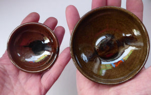 SCOTTISH POTTERY. Two Vintage Studio Pottery Stoneware Pin Dishes by Tom Lochhead, Kirkcudbright