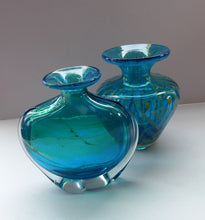 Load image into Gallery viewer, Vintage Signed Mdina Glass Vase. Great Sea and Sand Colours and Attractive Shape with Flared Trumpet Neck

