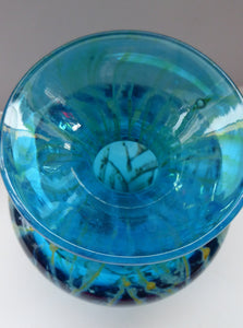 Vintage Signed Mdina Glass Vase. Great Sea and Sand Colours and Attractive Shape with Flared Trumpet Neck