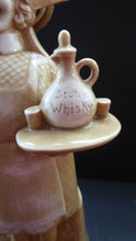 Load image into Gallery viewer, Rare 1920s SCHAFER &amp; VATER Whisky Flask or Bottle. Stoneware Finish in the Form of a Maid Carrying a Wee Dog and Tray with Whisky

