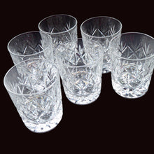 Load image into Gallery viewer, Set of Six EDINBURGH CRYSTAL GLENSHEE Matching Whisky Tumblers. 1960s; Each with Etched Signature. Original Card Box
