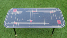 Load image into Gallery viewer, Fabulous 1950s Atomic Space Age Glass Topped Rectangular Coffee Table. Original Screw on Legs with Brass Feet
