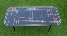 Load image into Gallery viewer, Fabulous 1950s Atomic Space Age Glass Topped Rectangular Coffee Table. Original Screw on Legs with Brass Feet
