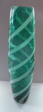 Load image into Gallery viewer, Massive Mid Century Alrose / Empoli Italian Glass Vase: Clear Aqua Green with White Opaque Spiral
