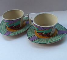 Load image into Gallery viewer, PAIR of ROSENTHAL Flash One Pattern Studio Linie Coffee Cups and Saucers. Designed by Dorothy Hafner, 1980s
