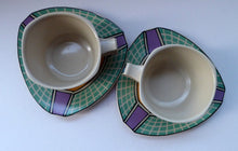 Load image into Gallery viewer, PAIR of ROSENTHAL Flash One Pattern Studio Linie Coffee Cups and Saucers. Designed by Dorothy Hafner, 1980s
