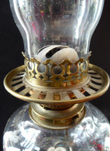 Load image into Gallery viewer, ANTIQUE Victorian Clear Pressed Glass Oil or Kerosene Lamp. Complete Lamp with Unusual Glass Fish Decorative Section
