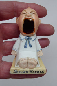 SNOOKUMS. Antique PAIR of Miniature Bisque Porcelain Figures by Schafer & Vater.  Extremely Rare and Collectable Models; c 1915