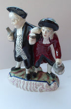 Load image into Gallery viewer, ANTIQUE Staffordshire Figure. The Drunken Parson &amp; his Clerk or Night Watchman. 19th Century in Good Condition

