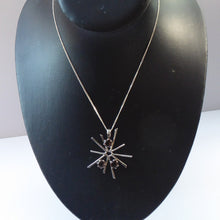 Load image into Gallery viewer, SCOTTISH SILVER. 1970s ORTAK Starburst Pendant Necklace. Designed by Malcolm Grey.  Set with Three Smoky Quartz Stones. Hallmarked
