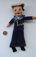 Load image into Gallery viewer, Genuine Vintage Norah Wellings SAILOR DOLL. Wearing SS. Argentina Star Cap. Original Label Sewn on Base of Foot
