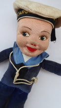 Load image into Gallery viewer, Genuine Vintage Norah Wellings SAILOR DOLL. Wearing SS. Argentina Star Cap. Original Label Sewn on Base of Foot
