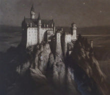 Load image into Gallery viewer, Percival Gaskell Neuschwanstein Castle Mezzotint 1913
