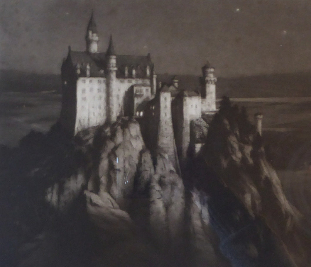 Percival Gaskell Neuschwanstein Castle Mezzotint 1913
