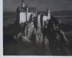 Percival Gaskell Neuschwanstein Castle Mezzotint 1913