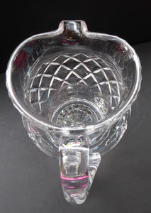 LARGE Vintage Stuart Crystal Lemonade or Water Jug. With simple criss-cross pattern (STU 34).  Height 6 1/2 inches