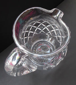 LARGE Vintage Stuart Crystal Lemonade or Water Jug. With simple criss-cross pattern (STU 34).  Height 6 1/2 inches