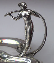 Load image into Gallery viewer, SIGNED WMF Silver Plate Art Nouveau / Jugendstil Serving Dish in Three Sections with Elegant Lady Resting on Whiplash Scroll
