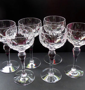Vintage STUART Crystal. Set of SIX Carlingford Pattern Wine or Hock Glasses. All in Excellent Condition with etched Stuart Mark