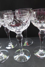 Load image into Gallery viewer, Vintage STUART Crystal. Set of SIX Carlingford Pattern Wine or Hock Glasses. All in Excellent Condition with etched Stuart Mark
