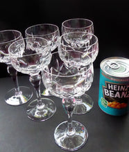 Load image into Gallery viewer, Vintage STUART Crystal. Set of SIX Carlingford Pattern Wine or Hock Glasses. All in Excellent Condition with etched Stuart Mark
