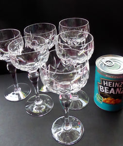 Vintage STUART Crystal. Set of SIX Carlingford Pattern Wine or Hock Glasses. All in Excellent Condition with etched Stuart Mark