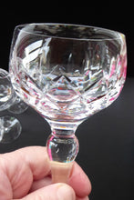 Load image into Gallery viewer, Vintage STUART Crystal. Set of SIX Carlingford Pattern Wine or Hock Glasses. All in Excellent Condition with etched Stuart Mark
