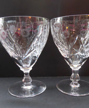 Load image into Gallery viewer, PAIR of EDINBURGH CRYSTAL 1940s Claret Glasses. Each with stylish Older Thistle and Flowers Pattern
