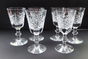 6 EDINBURGH CRYSTAL Matching HIGHLAND Pattern 1950s Sherry or Liqueur Glasses. Each with Etched Signature: 4 1/2 inches