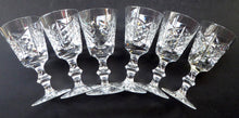 Load image into Gallery viewer, 6 EDINBURGH CRYSTAL Matching HIGHLAND Pattern 1950s Sherry or Liqueur Glasses. Each with Etched Signature: 4 1/2 inches
