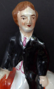 Rare Genuine Antique STAFFORDSHIRE FIGURE. The Prince (of Wales) on Horseback