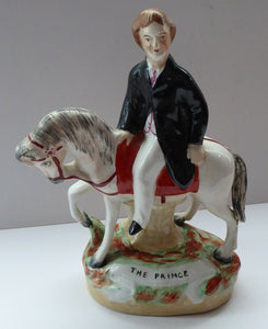 Rare Genuine Antique STAFFORDSHIRE FIGURE. The Prince (of Wales) on Horseback