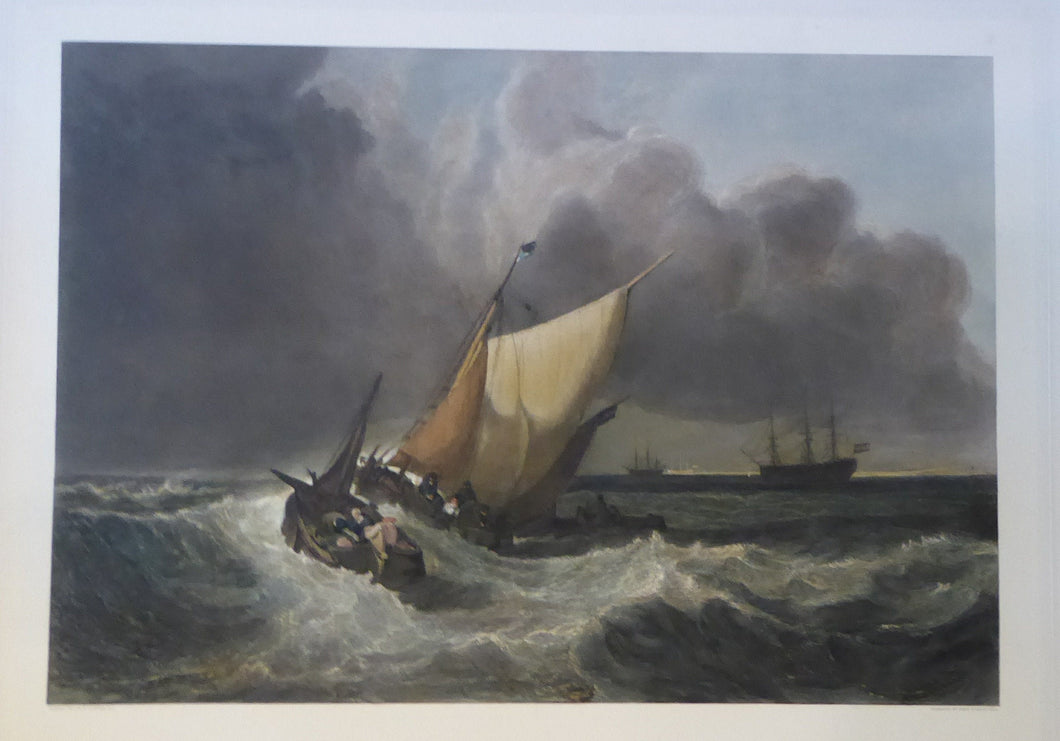 Antique 1830s Hand Coloured Engraving Burnet after Turner The Bridgewater Seapiece
