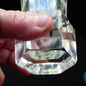 LARGE MASONIC Firing Glass - with Heavy Faceted Base and Fabulous Engraved Masonic Symbols: Sun, Pyramid, Dividers Etc