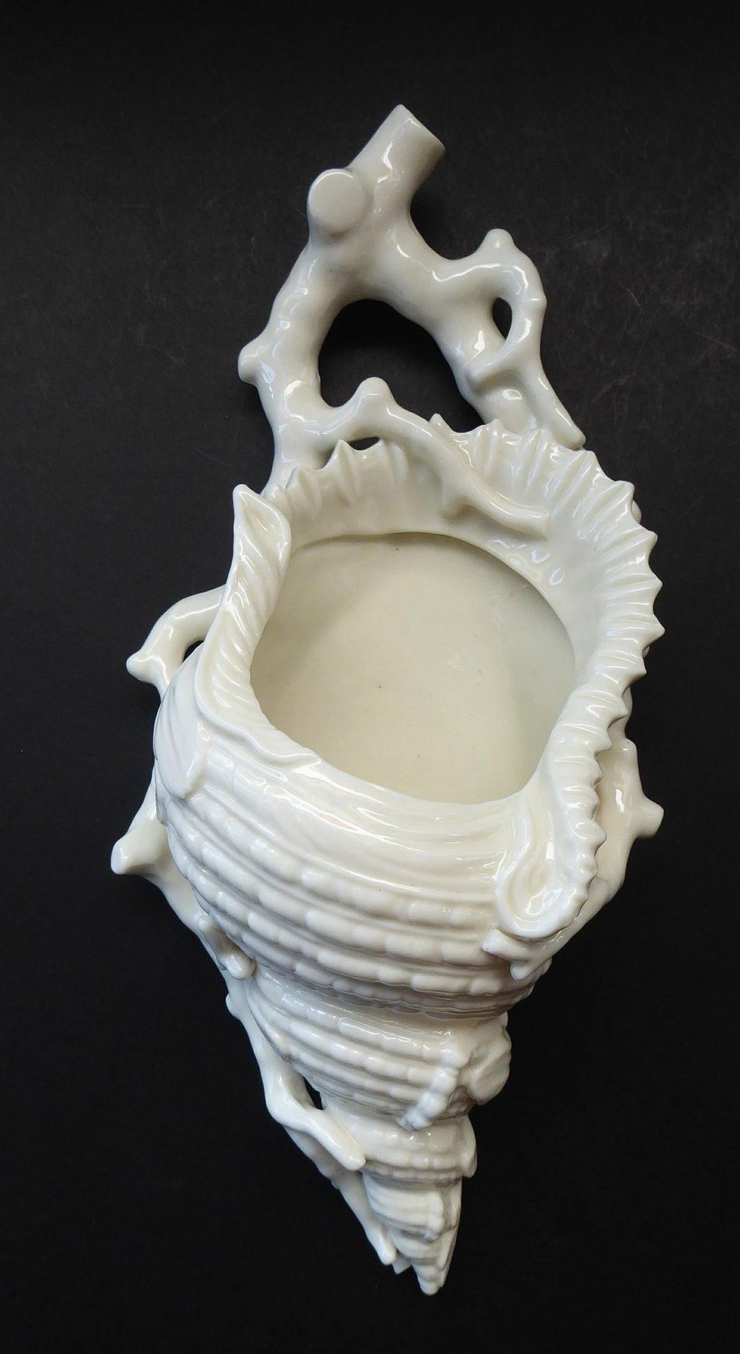 Antique ROYAL WORCESTER Blanc de Chine Porcelain Shell Wall Pocket; 1880s