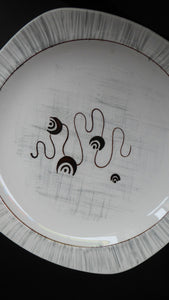 1950s MIDWINTER Set of FOUR Dinner Plates. Collectable FANTASY Pattern. Designed by Jessie Tait in 1953