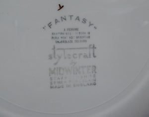 1950s MIDWINTER Set of FOUR Dinner Plates. Collectable FANTASY Pattern. Designed by Jessie Tait in 1953