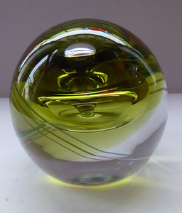SCOTTISH Caithness Glass LIMITED EDITION Paperweight: Chrysalis by Margot Thomson; 1991
