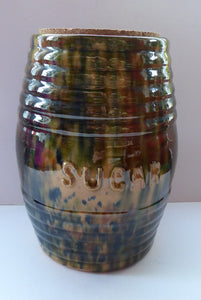 SCOTTISH POTTERY. Antique Morrison & Crawford, Kirkcaldy (Rosslyn) Pottery SUGAR Barrel Jar