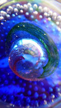 Load image into Gallery viewer, Fabulous Boxed PAIR of Blue Scottish Caithness Glass Paperweight: Vintage Space Age Designs by COLIN TERRIS. Milky Way and Planetarium
