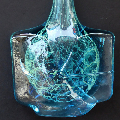1970s Vintage Mdina Glass Fish or Axe Head Vase. Rare Smaller Example. Height 6 1/4 inches